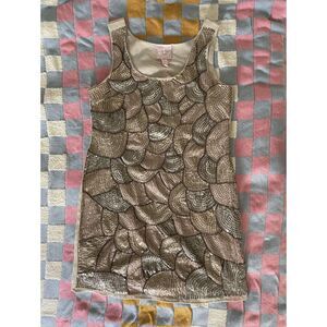 NWT Romeo & Juliet Couture Women's Sequin Mini Dress L Gold Bronze Cocktail Glam